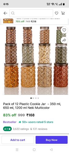 Multicolor Plastic Storage Jars Set