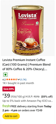 Levista Premium Instant Coffee Can Deal