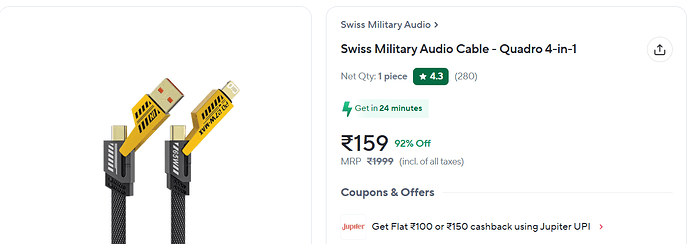 Swiss Military Quadro 4-in-1 Audio Cable