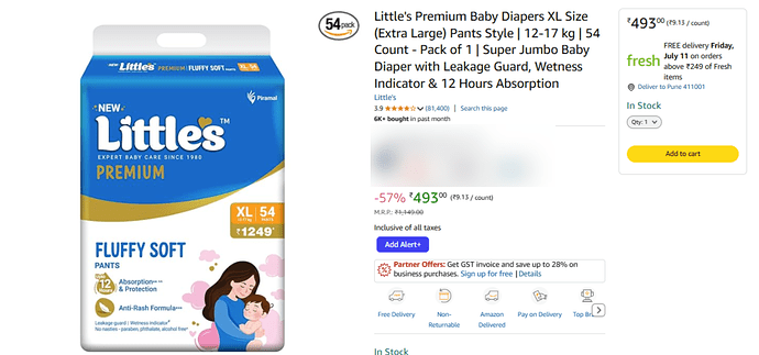 Little's Premium Baby Diapers