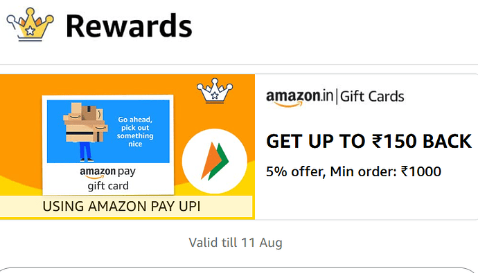 Amazon Pay Gift Card Cashback Offer