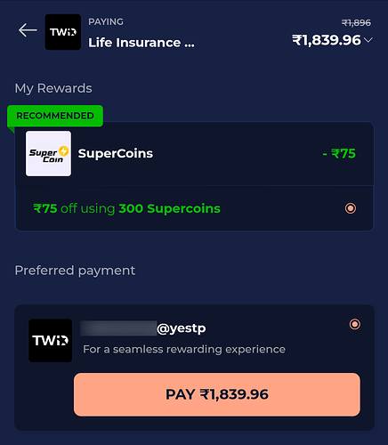 TWID App Insurance Payment Discount Example