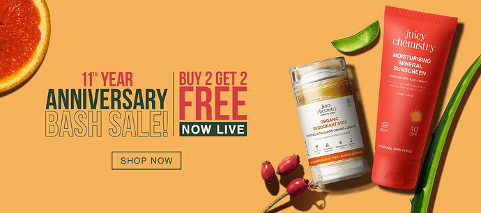 Juicy Chemistry Buy 2 Get 2 Free Offer Banner