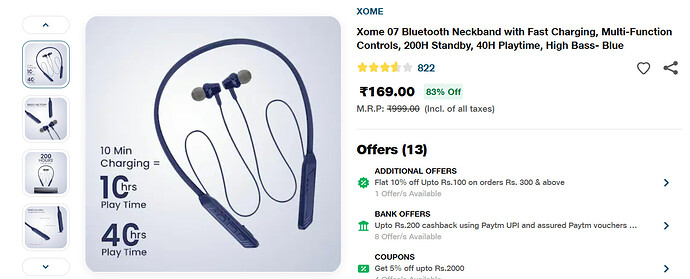 Xome 07 Bluetooth Neckband Features