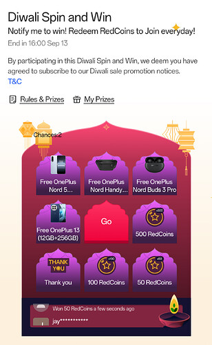 OnePlus Diwali Spin & Win