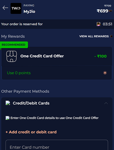 Jio OneCard Recharge Offer