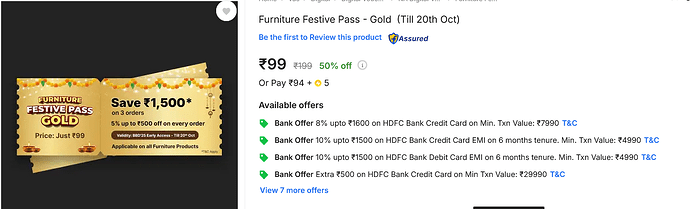 Flipkart Furniture Festive Pass Gold