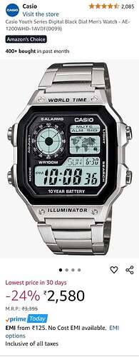 Casio Youth Series Digital Black Dial Men's Watch AE-1200WHD-1AVDF
