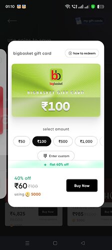 Cred Bigbasket 40% Off GV
