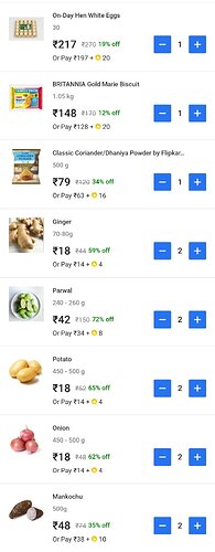 Flipkart Minutes Product Listing