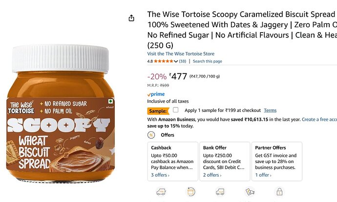 Wise Tortoise Caramelized Sweetened Biscuit Spread