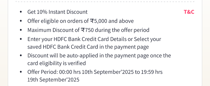 HDFC Card Offer