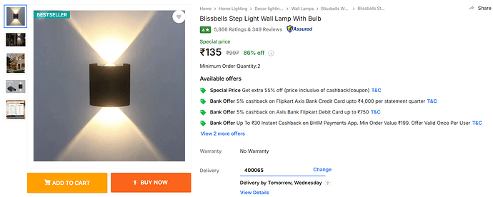 Blissbells Step Light Wall Lamp
