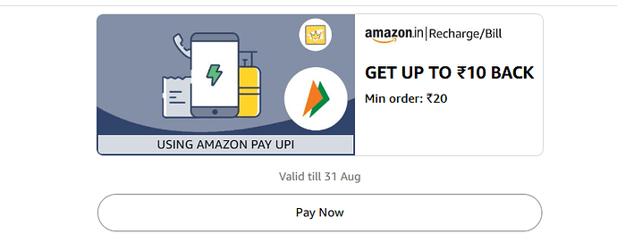 Amazon ₹10 Cashback Offer Banner