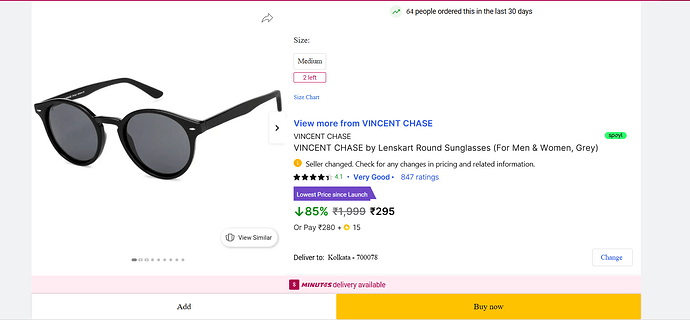 Lenskart Vincent Chase Grey Round Sunglasses