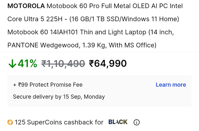 Motorola Motobook 60 Pro Laptop Front View