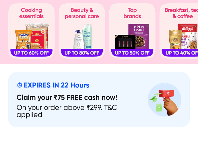 Instamart Flat ₹75 Off Deal