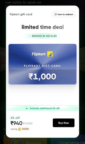 Flipkart Gift Card Offer on Cred
