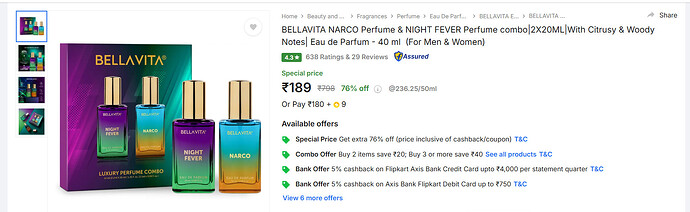 BELLAVITA NARCO & NIGHT FEVER Perfume Combo