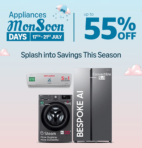 Amazon Appliances Monsoon Days Sale