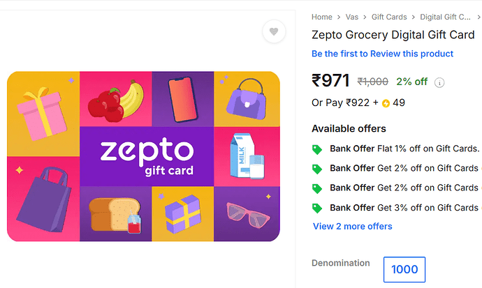 Zepto Gift Card Offer
