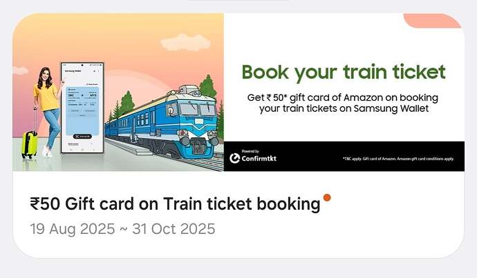Samsung Wallet Train Ticket Offer