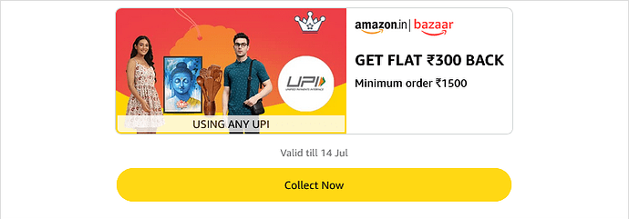 Amazon Bazaar UPI Cashback Offer