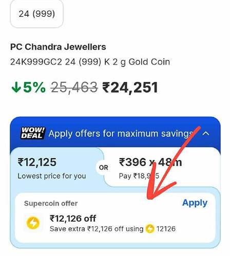 Flipkart 50% SuperCoin Gold Coin Deal