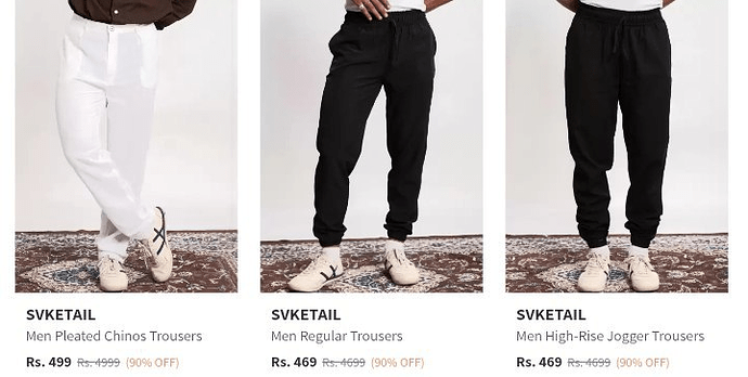 Svketail Trousers Myntra Deal