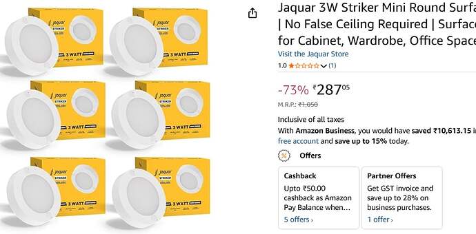 Jaquar 3W Striker Mini Round Surface Downlight