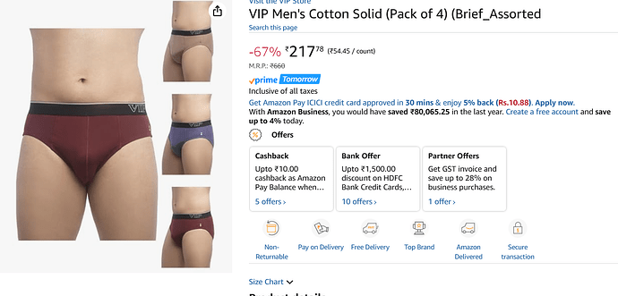 VIP Men's Cotton Solid Briefs