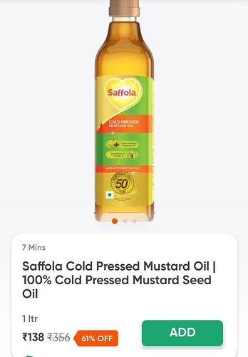 Saffola Cold Pressed Mustard Oil 1L