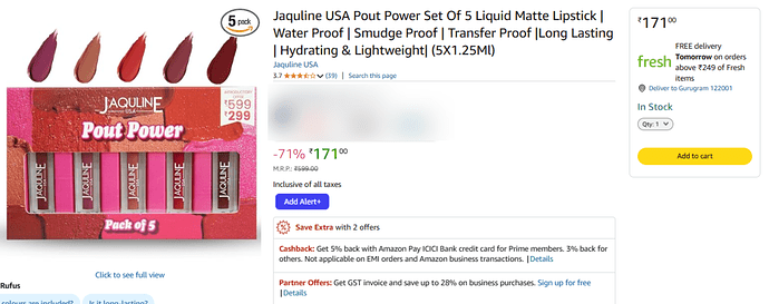 Jaquline USA Liquid Matte Lipstick Set