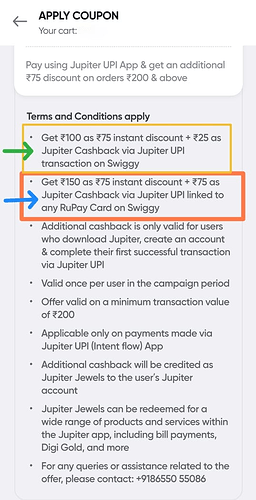 Swiggy Jupiter Offer Details 1