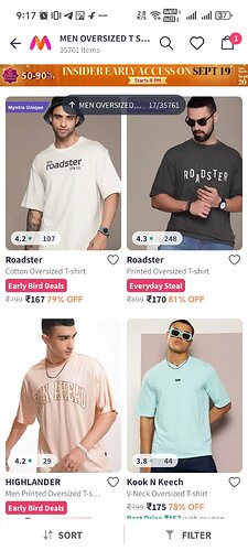 Myntra Men's Oversized T-Shirt Deal
