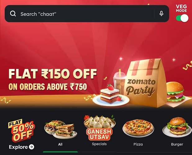 Zomato Flat 150 Off Offer