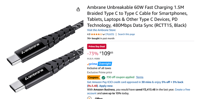 Ambrane Cable Discount Coupon