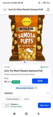 Masala Samosa Puff Deal on Swiggy Instamart