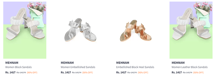 MEHNAM Embellished Block Heels on Myntra