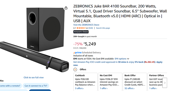Zebronics Juke BAR 4100 Soundbar