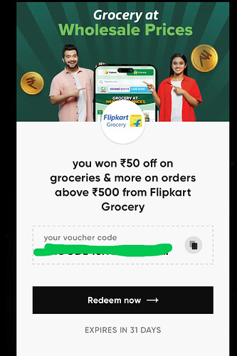 CRED Flipkart Groceries Offer Screenshot 2