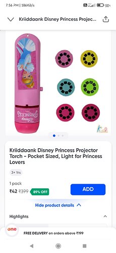Kriiddaank Disney Princess Projector Torch