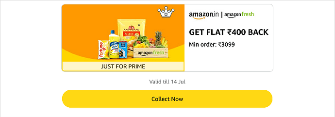 Amazon Fresh Cashback Offer