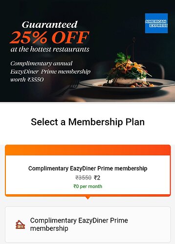EazyDiner Prime Membership for ₹2