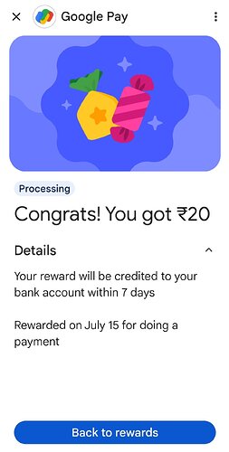 Google Pay Cashback Received