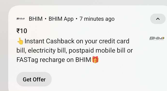 BHIM ₹10 Cashback Offer