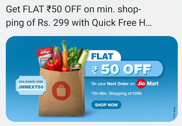 JioMart Flat ₹50 Off Offer