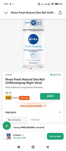 Nivea Fresh Natural Deo Roll On