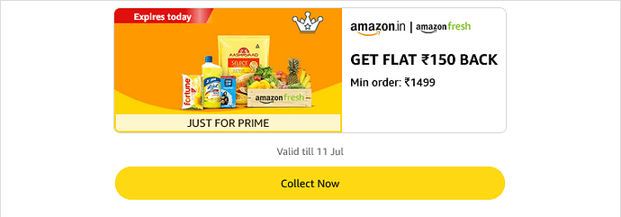 Amazon Fresh Cashback Offer