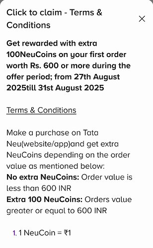 Tata Neu Neucoins Offer Details